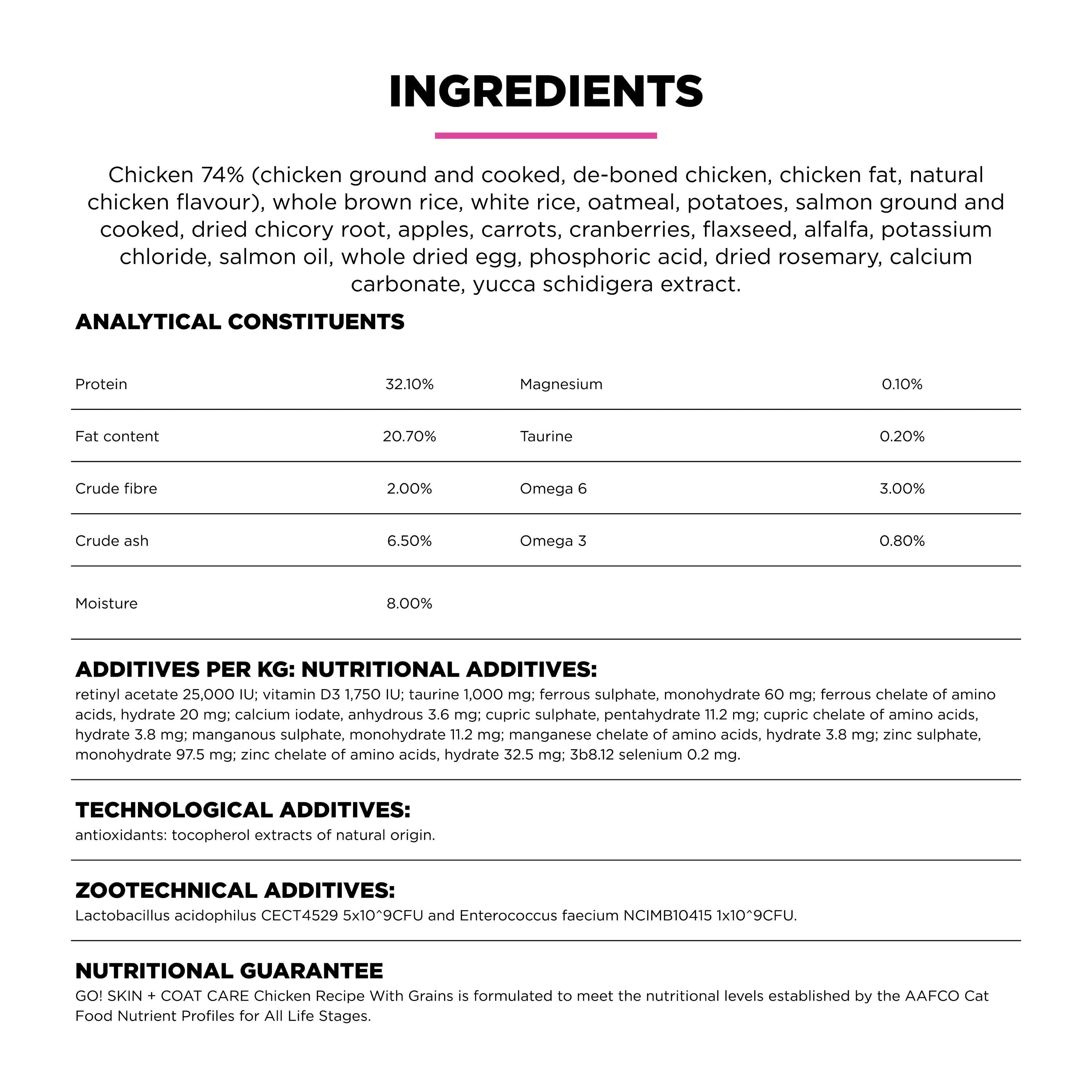 Go! Skin + Coat Care Chicken Recipe With Grains for Cats