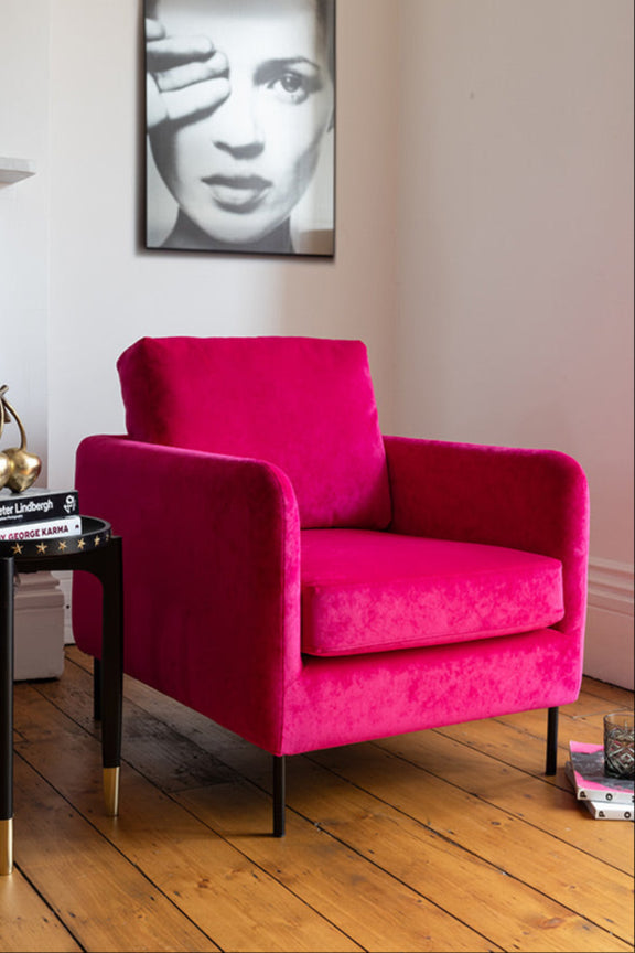 The Edie In Luxe Needlecord Velvet Harry's Pink Armchair